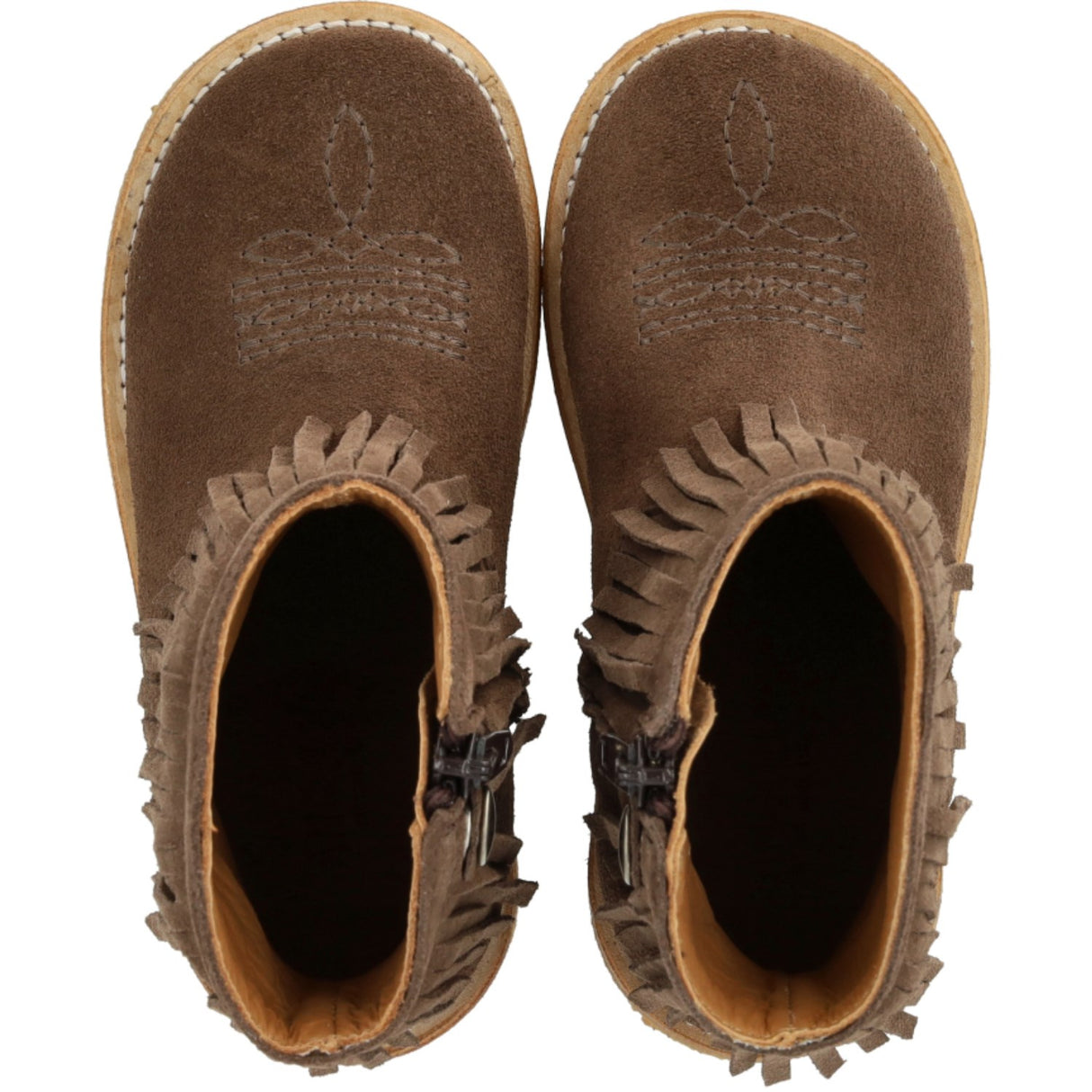 Angulus Dark Taupe Cowboystøvle Med Frynser Og Broderi