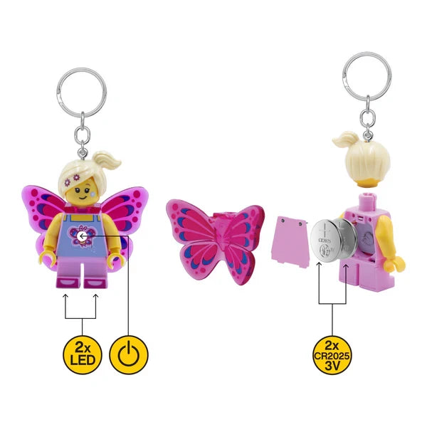 Euromic Lego® Iconic Butterfly Girl Nøglering Med LED Lys