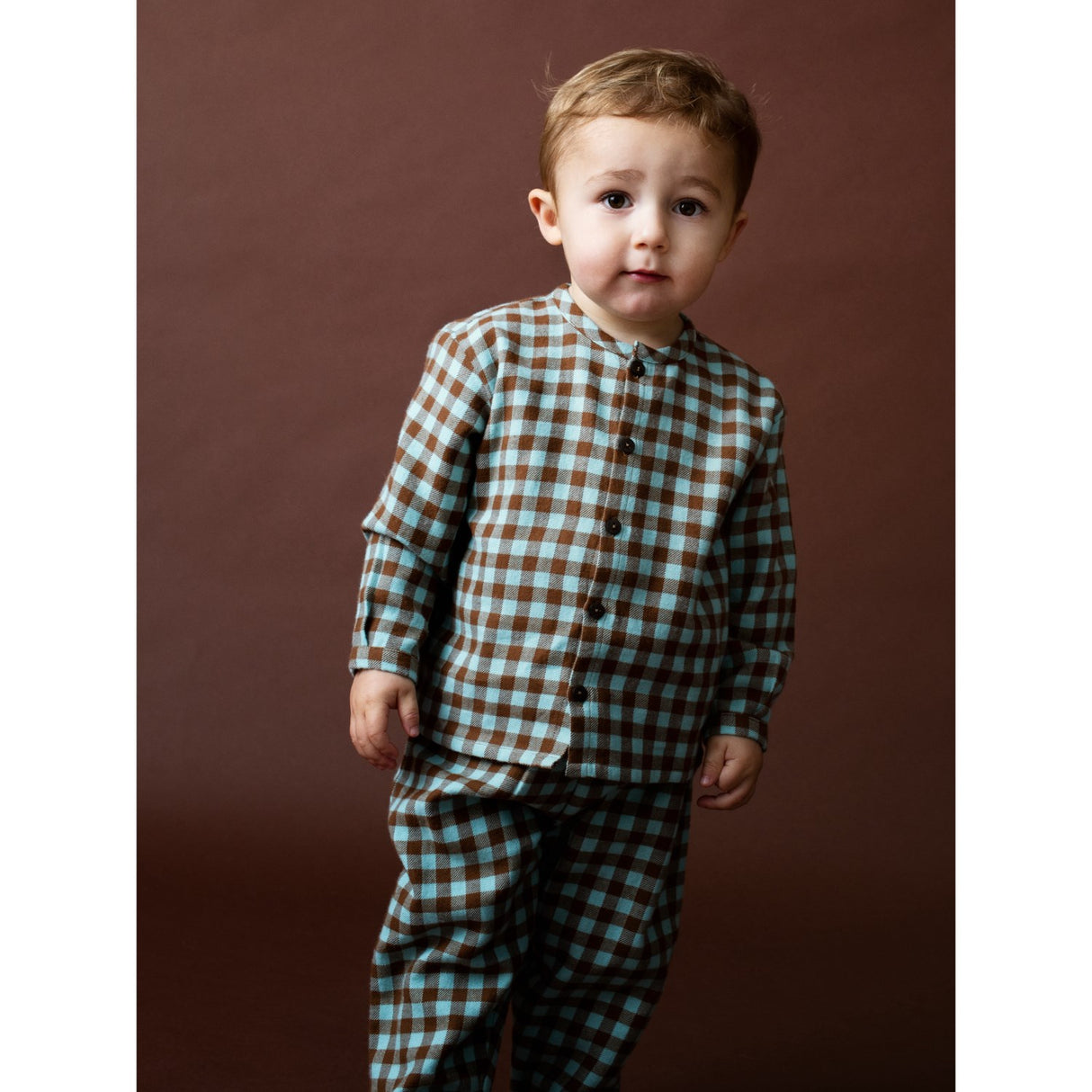 Serendipity Coffee Checks Baby Brushed Skjorte