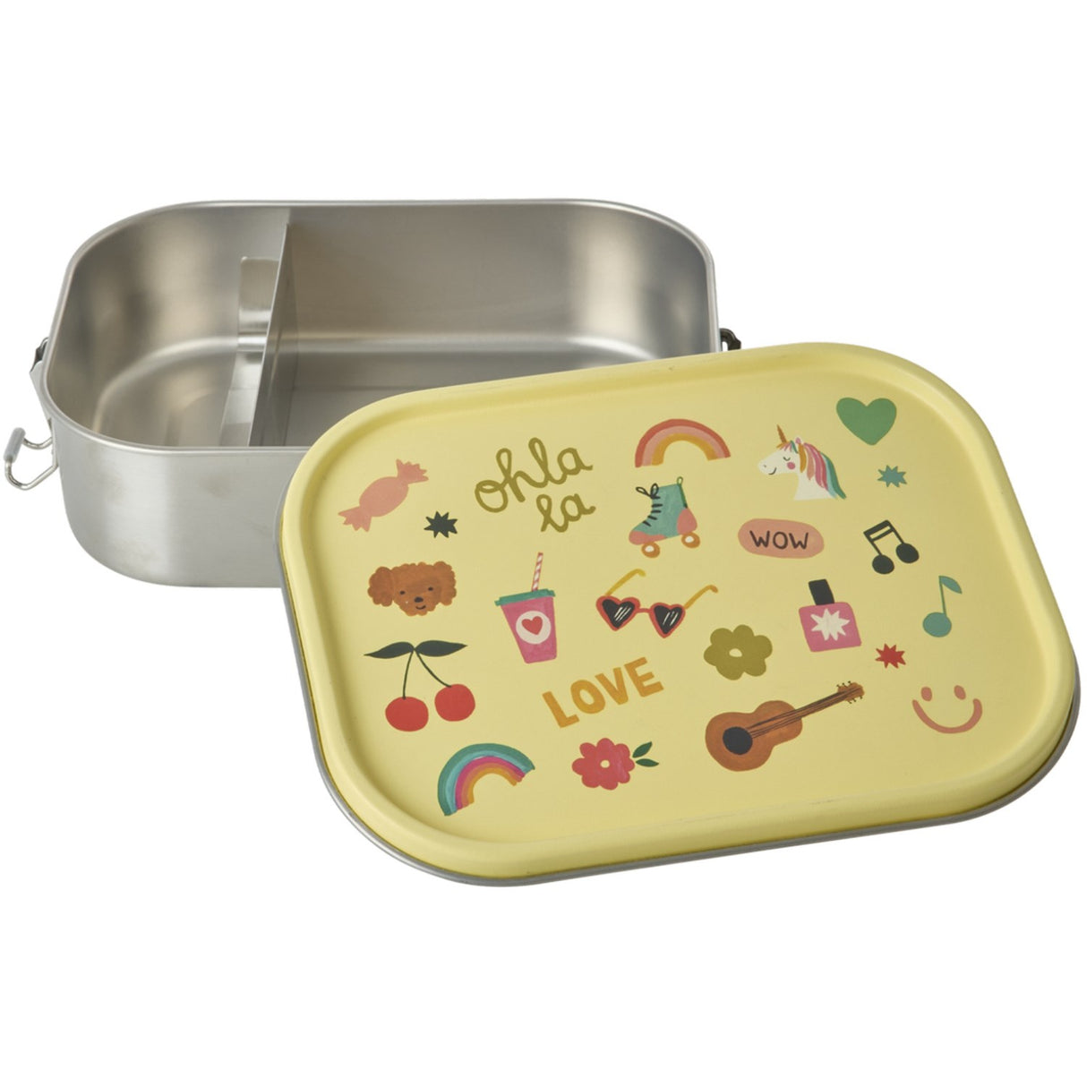 Rice Unicorn Love Print Rustfrit Stål Madkasse Med bevægelig Opdeler Large 1400 Ml