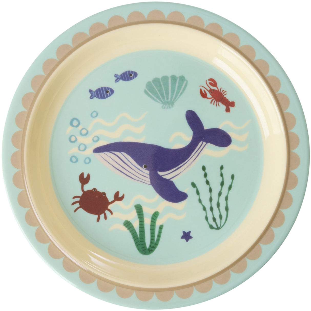 Rice Blue Ocean Print Melamine Børne Frokost Tallerken