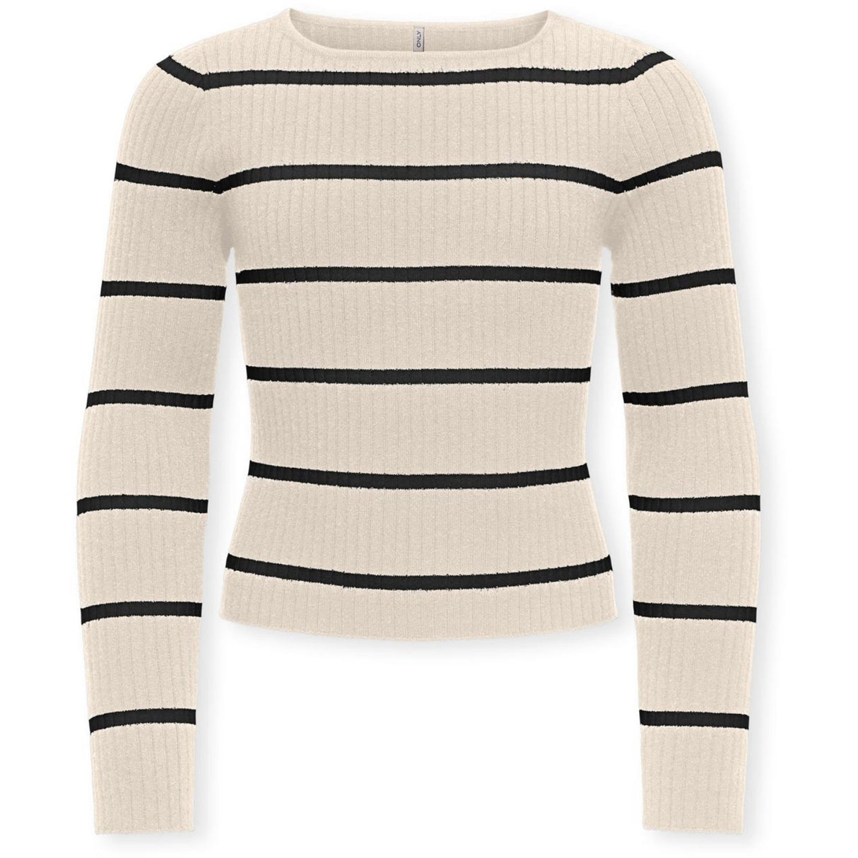 kids ONLY Whitecap Gray Black Kogibi Ls Rib Boatneck Cp Knt