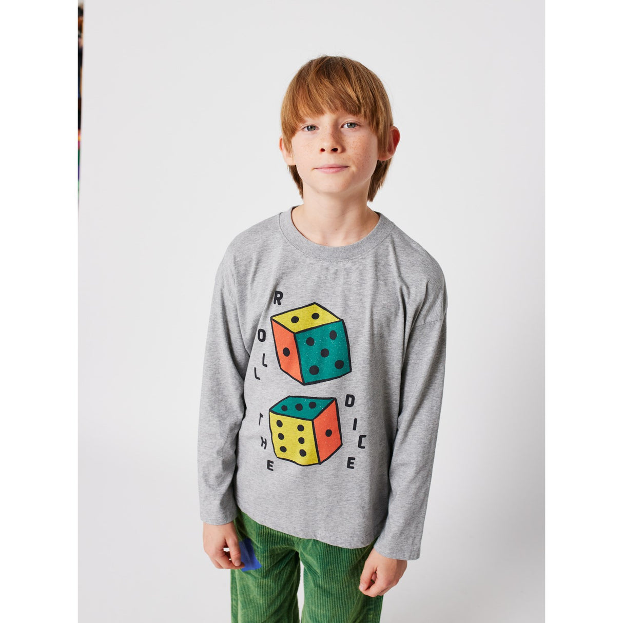 Bobo Choses Heather Grey Roll The Dice Bluse