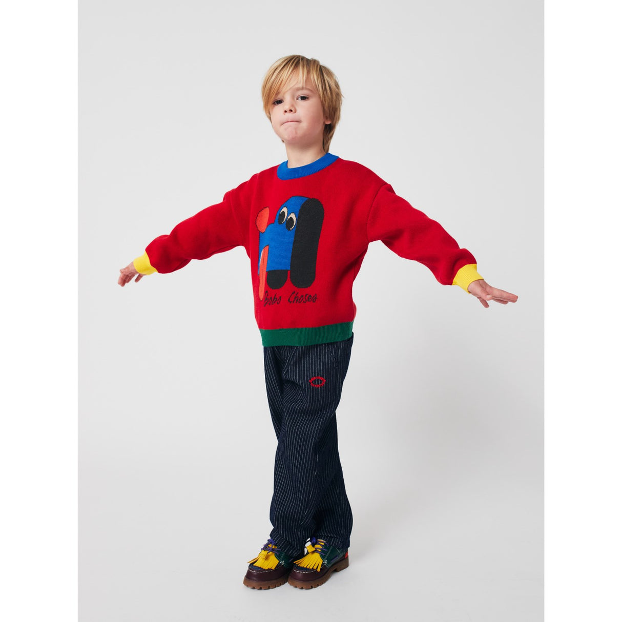Bobo Choses Red Doggy Mate Jacquard Jumper