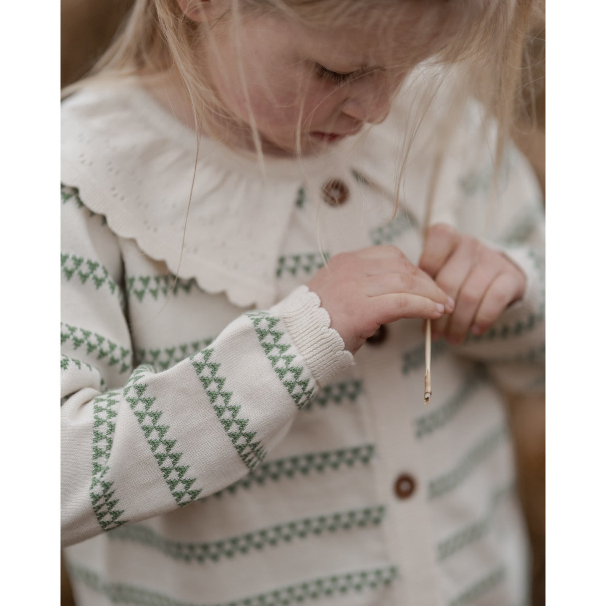 Hanevild Shale Green Heart Cardigan