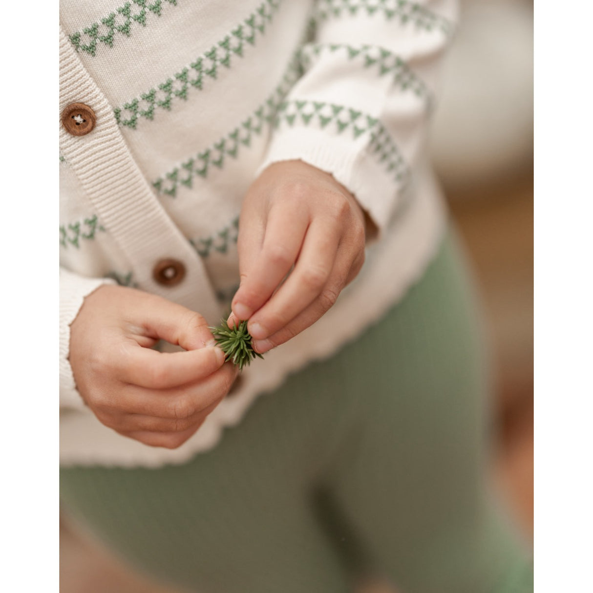 Hanevild Shale Green Heart Cardigan