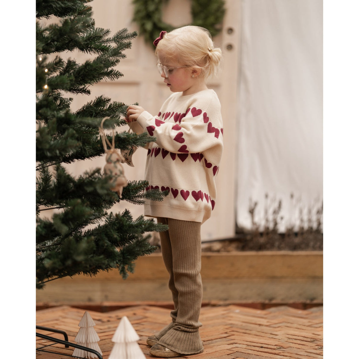 Hanevild Ivory Red Heart Bluse