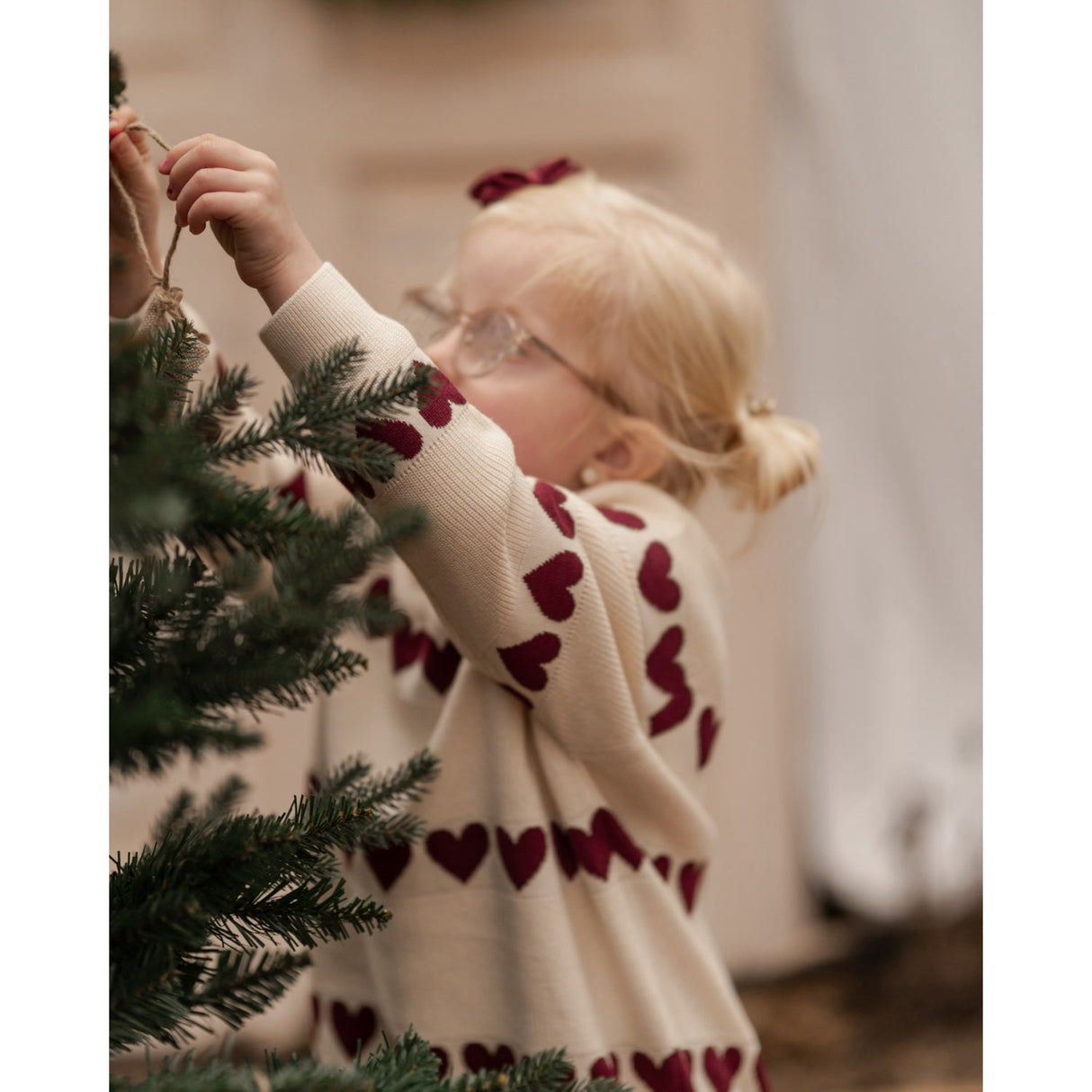 Hanevild Ivory Red Heart Bluse