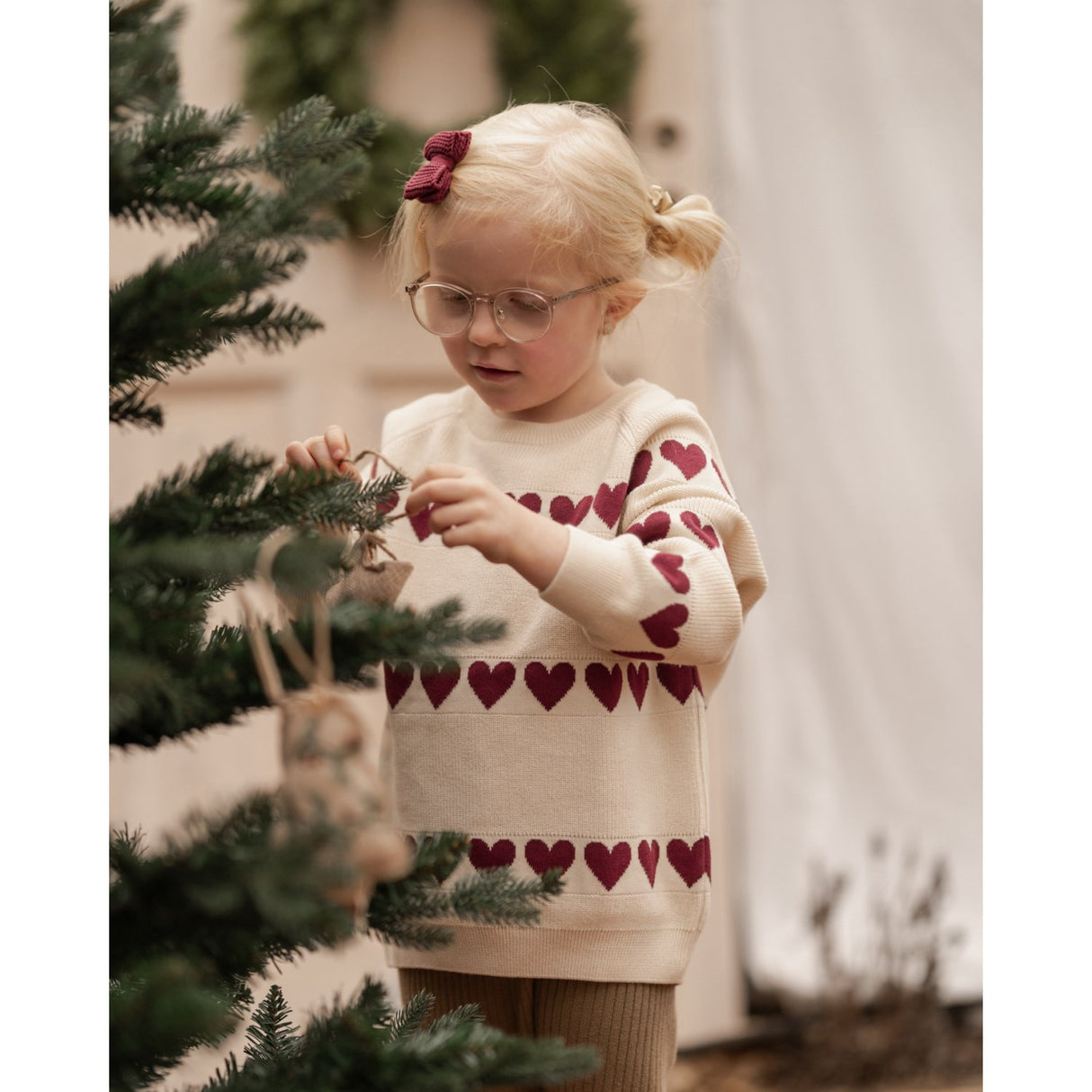 Hanevild Ivory Red Heart Bluse