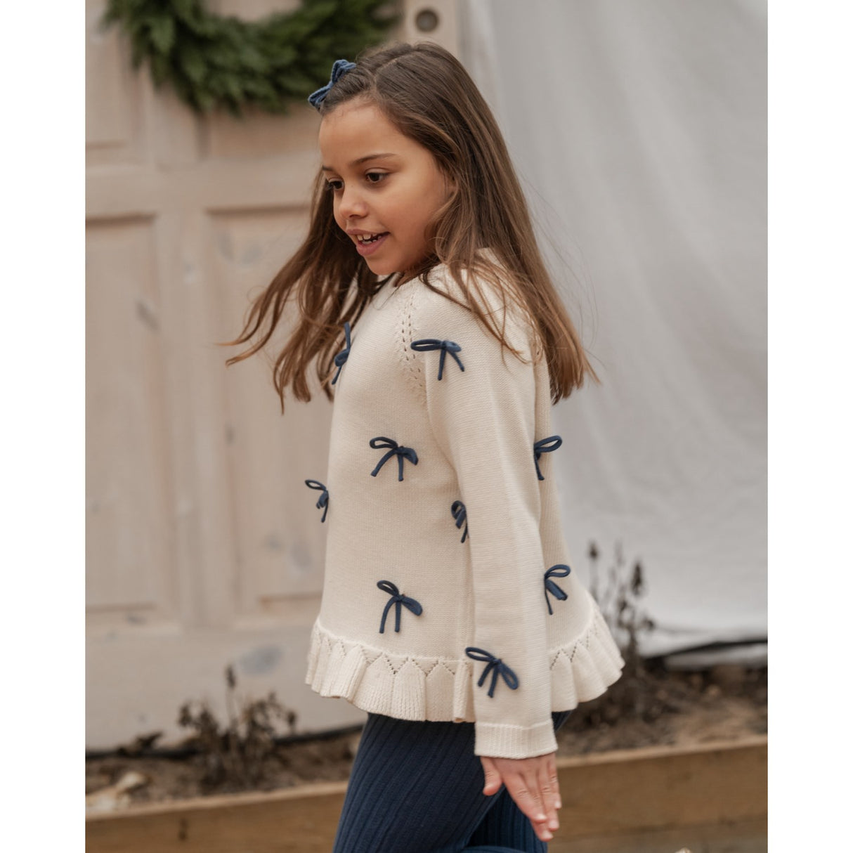 Hanevild Ivory More Bows Sweater