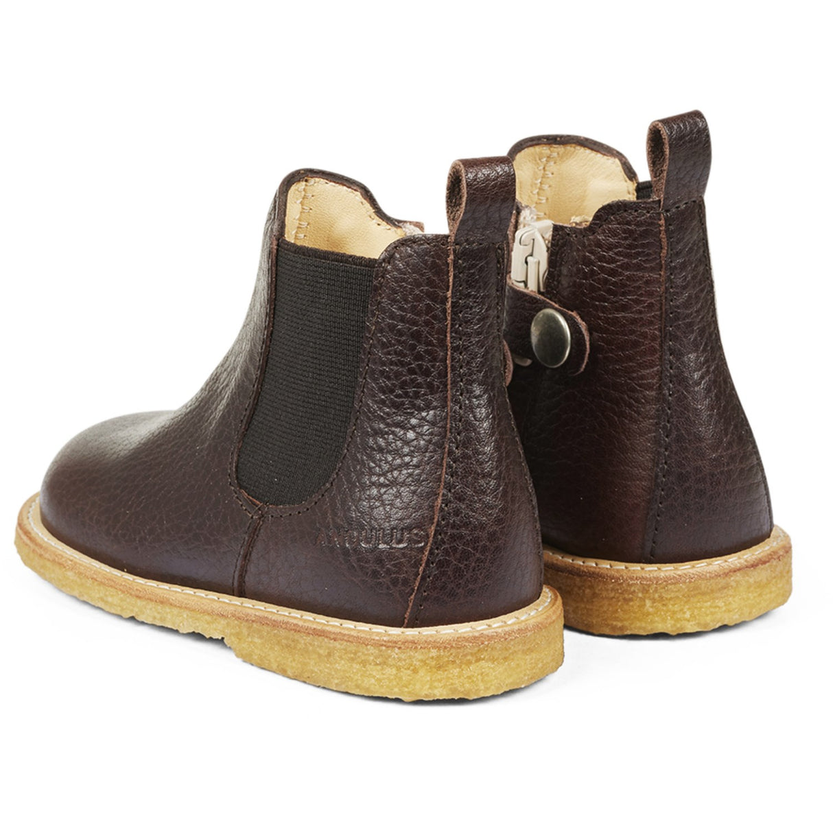 Angulus Dark Brown/Brown Klassisk Chelseastøvle Med Elastik Og Lynlås