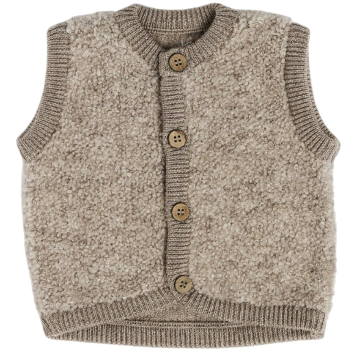 Smallstuff Natur Melange Vest Med Knapper Bouclé Merino Uld