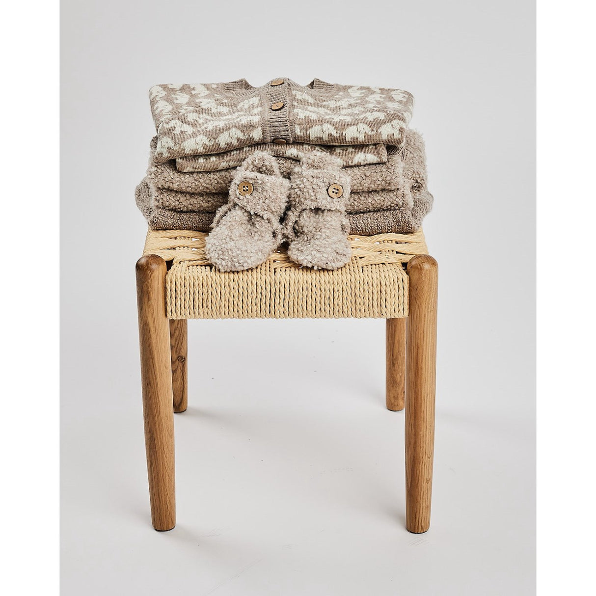 Smallstuff Natur Melange Cardigan Med Lynlås Bouclé Merino Uld