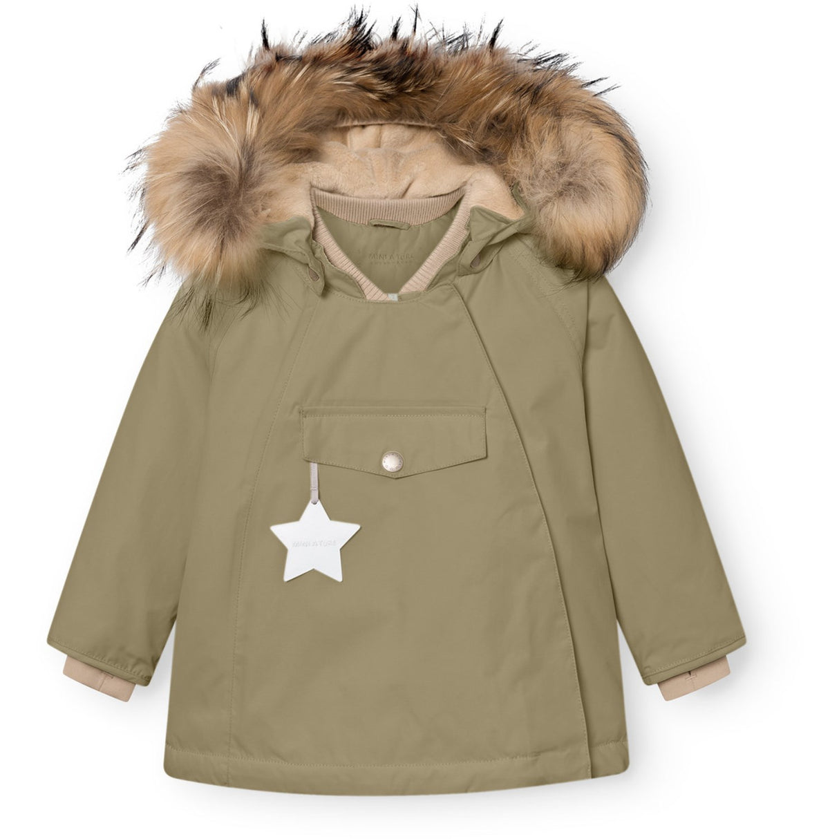 Mini A ture Aloe Green Matwang Fleece Lined Winter Jakke Fur. GRS