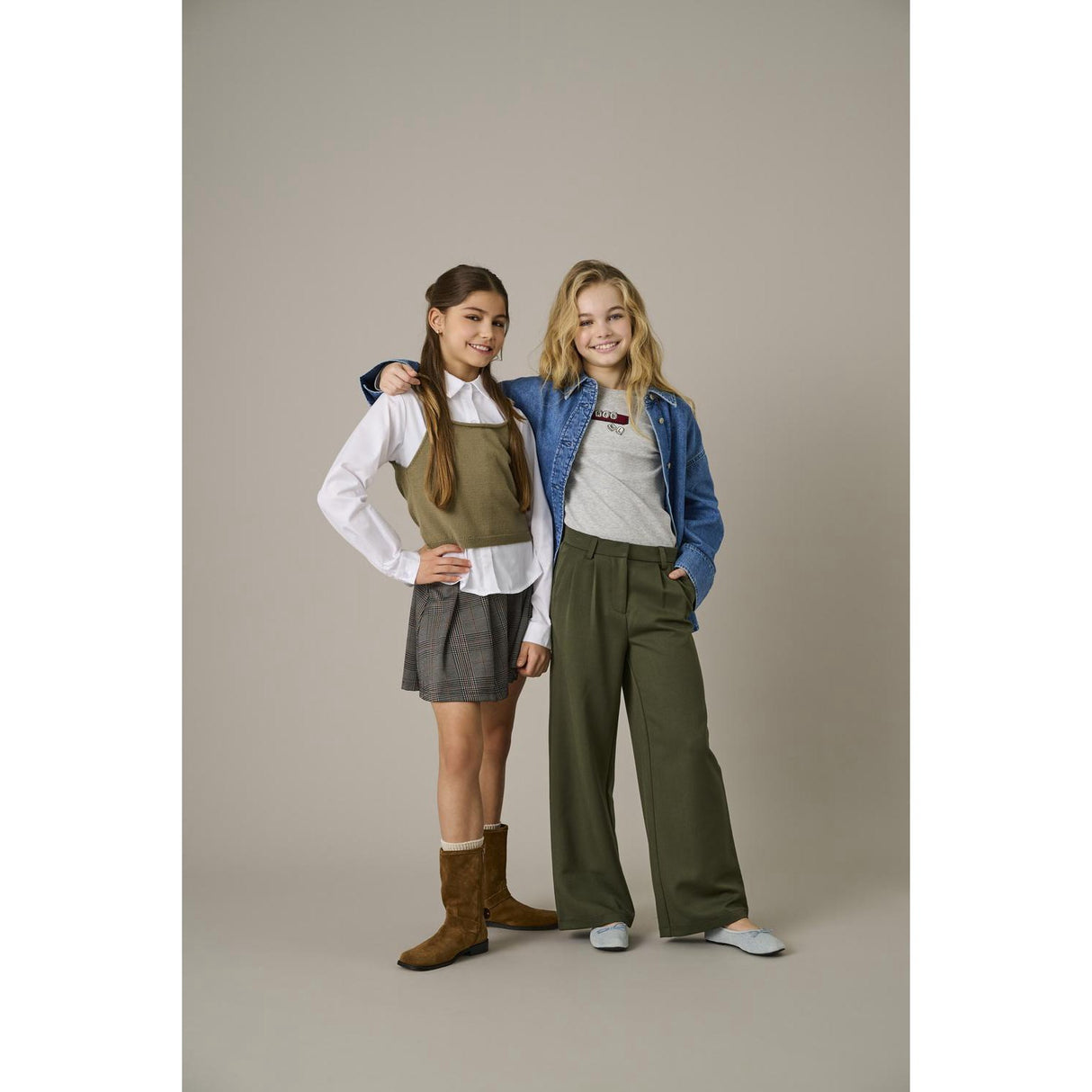 kids ONLY Seal Brown Libra Checks Kogfine Pleat Nederdel Jrs