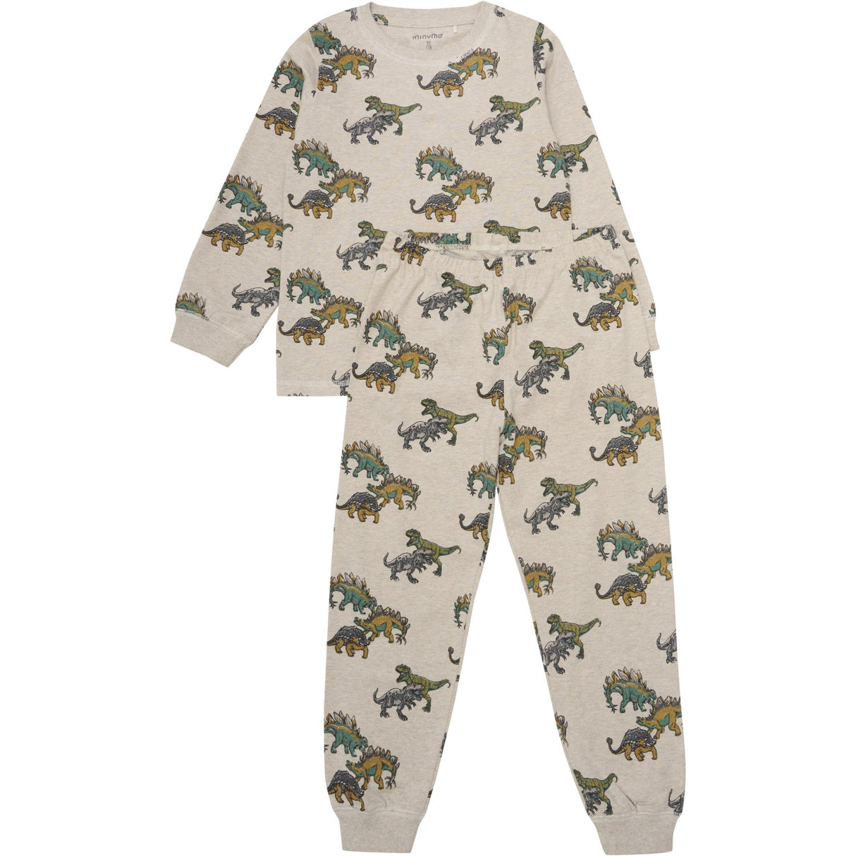 Minymo Beige Melange Pyjamas Ls Sæt Aop