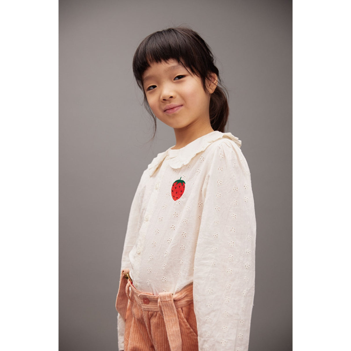 Mini Rodini White Strawberry Emb Schiffli Bluse