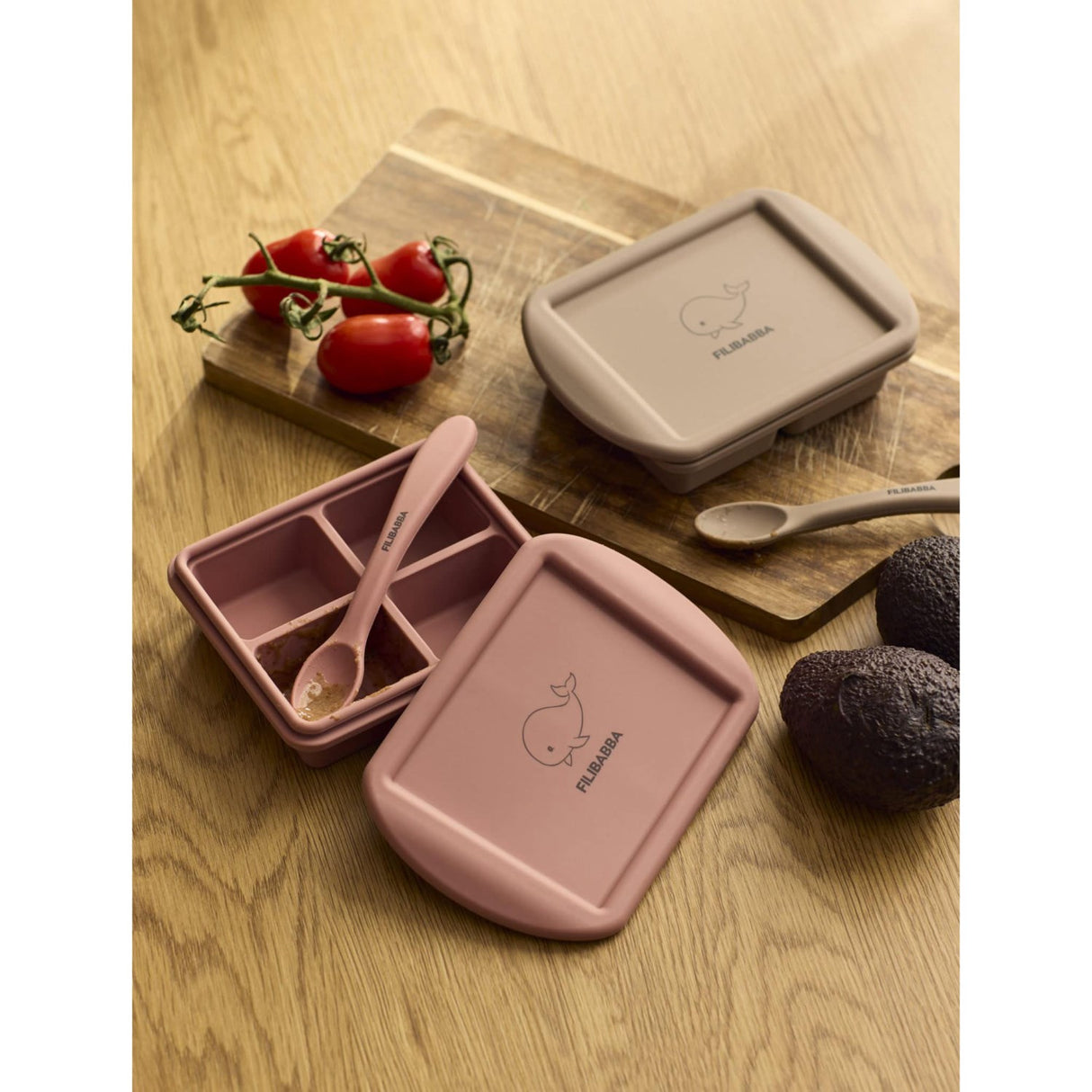 FILIBABBA Rose Mix Silicone Feeding Skeer 3-Pak