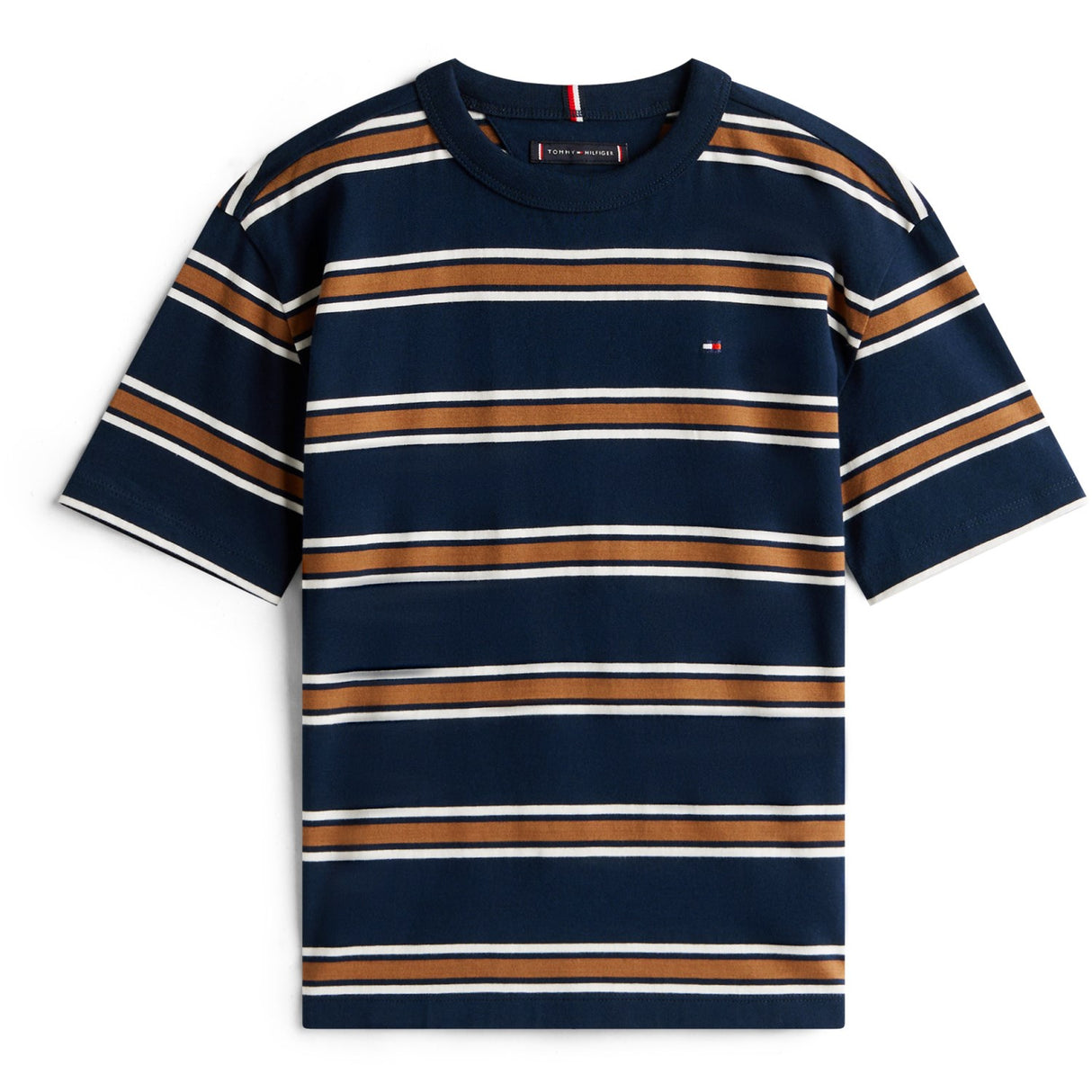Tommy Hilfiger Navy Multi Stripe Bomuld Stripe Tee Ss
