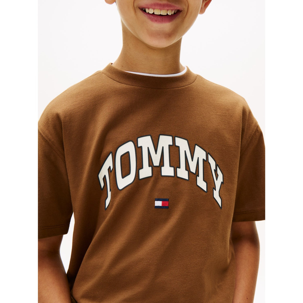 Tommy Hilfiger Pecan Nut Varsity Raised Print Tee Ss