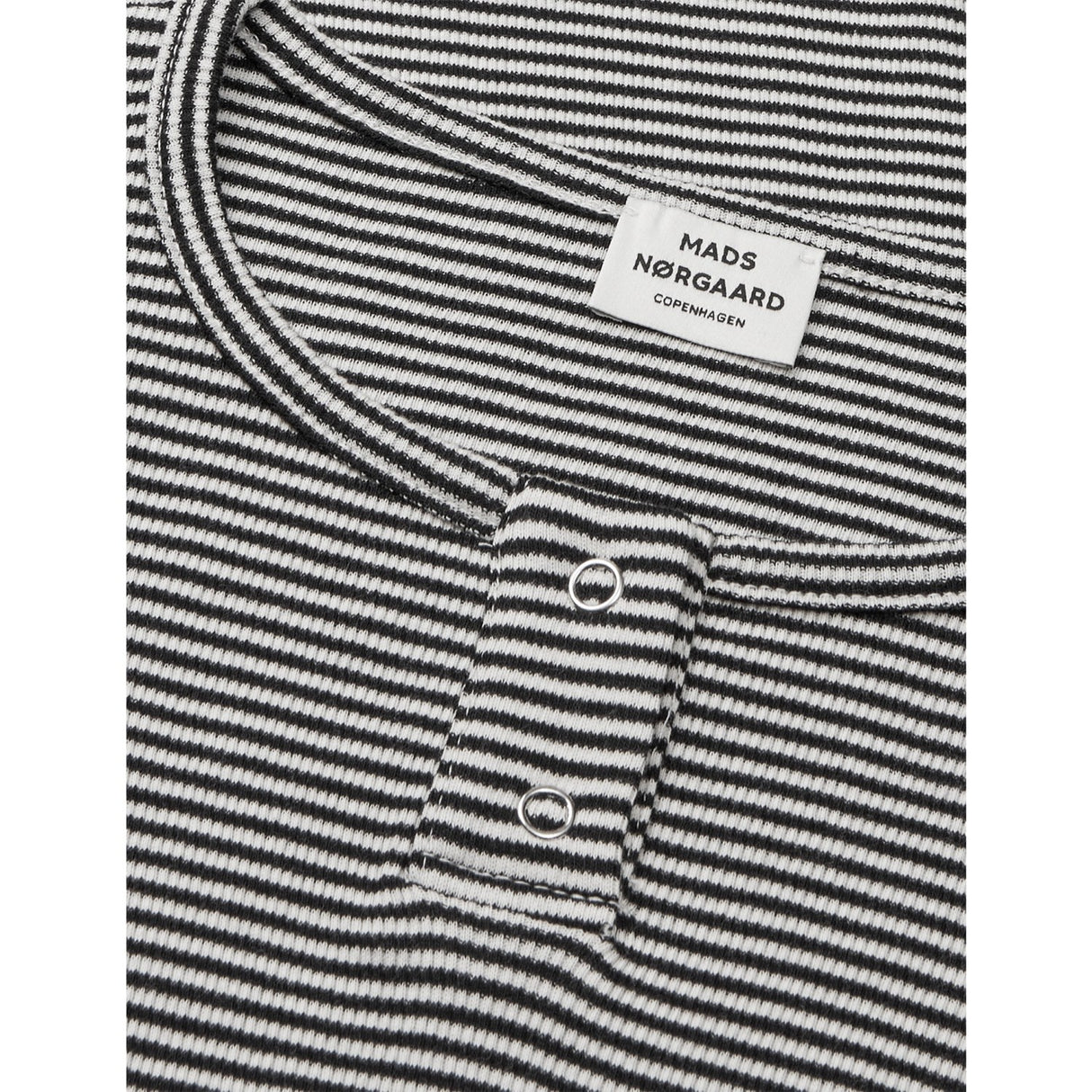 Mads Nørgaard Black/Vanilla Ice 2X2 Bomuld Stripe Tala Tee Ls