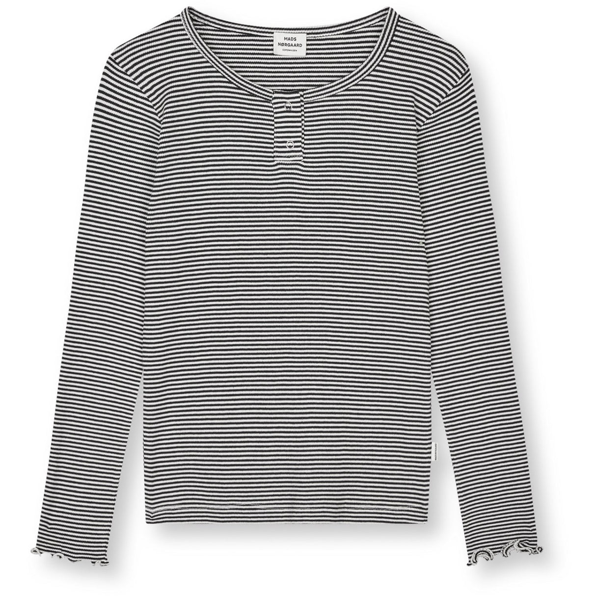 Mads Nørgaard Black/Vanilla Ice 2X2 Bomuld Stripe Tala Tee Ls