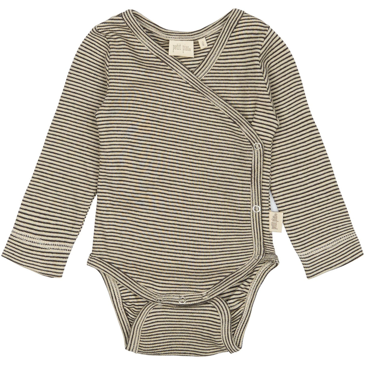 Petit Piao Coffee Bean/Dark Off White PPDian Body L/S Fold Over Stripe NOOS