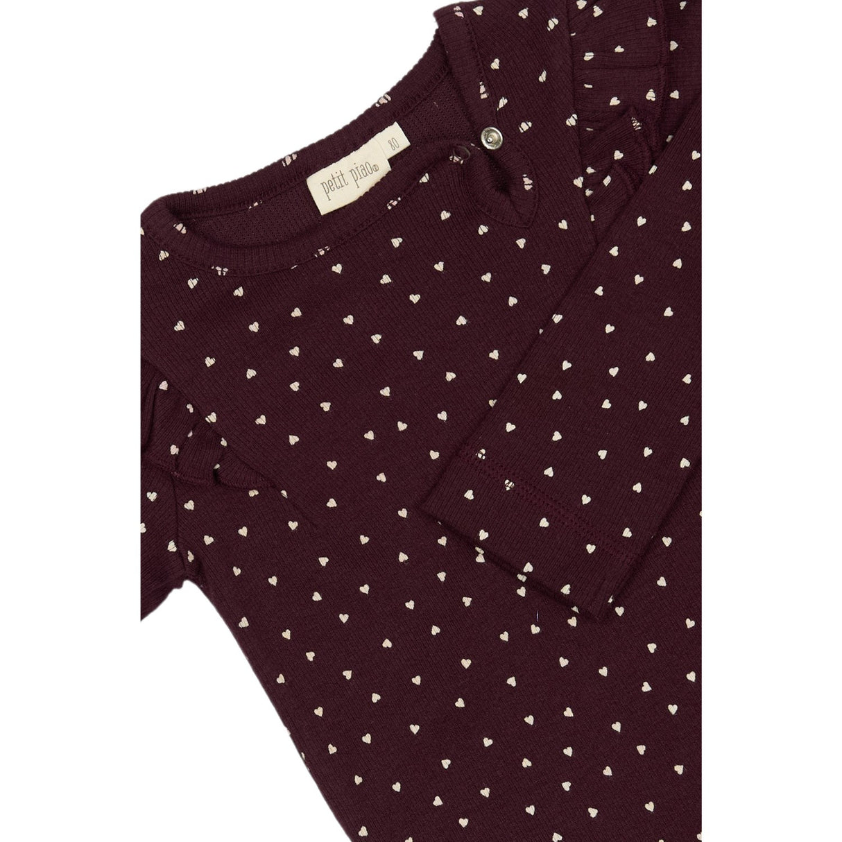 Petit Piao Dark Grape/White Body L/S Flæse Modal Heart