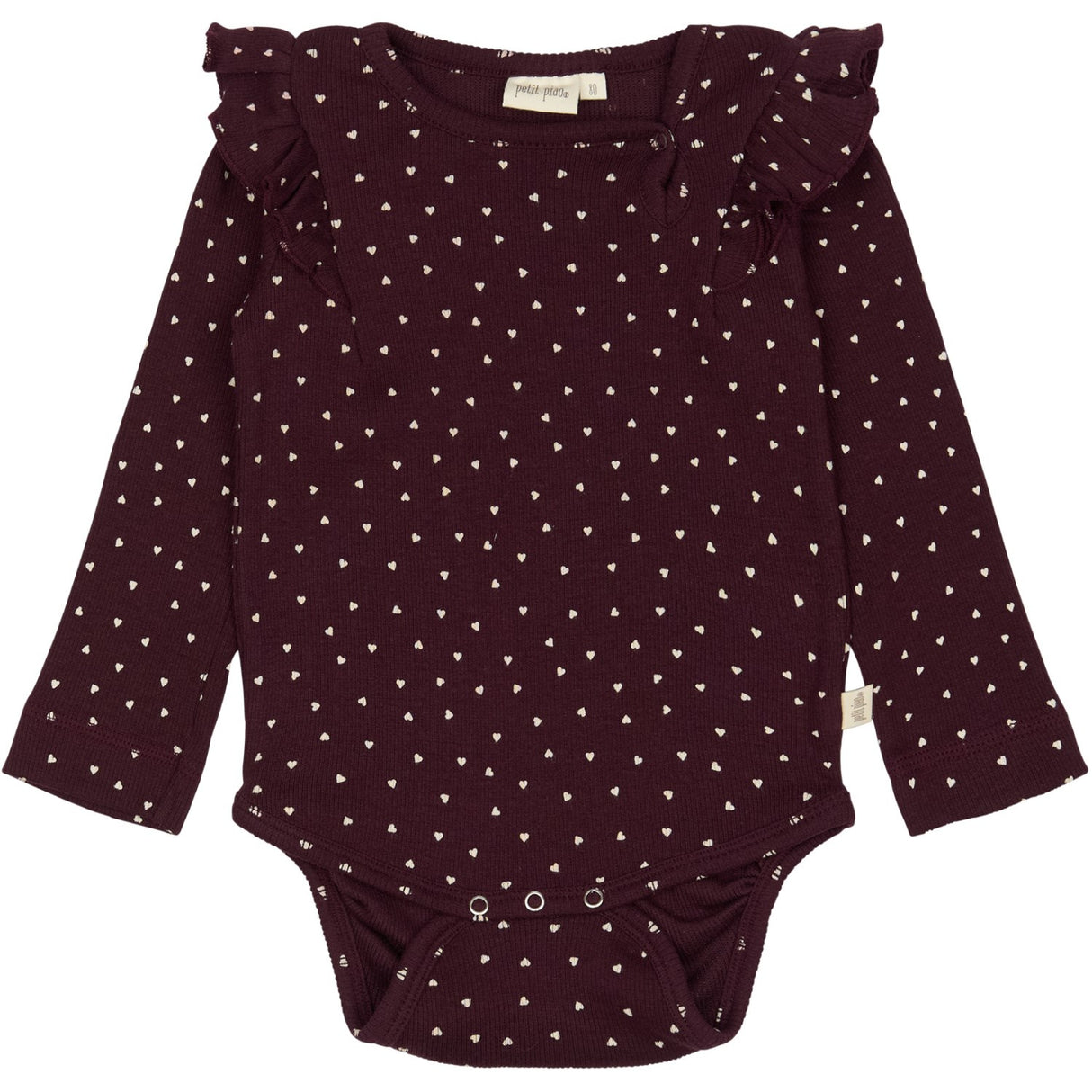 Petit Piao Dark Grape/White Body L/S Flæse Modal Heart