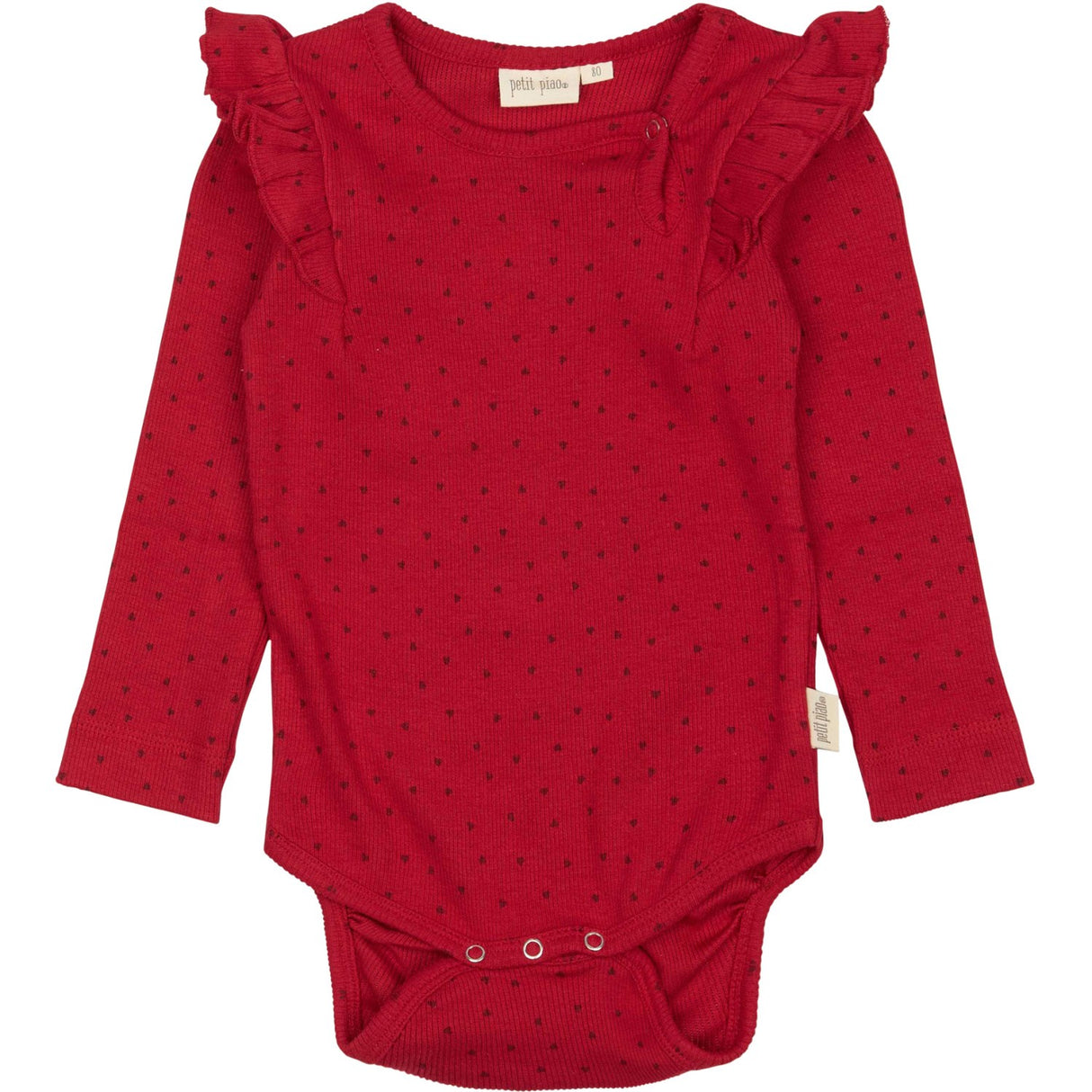 Petit Piao Jet Red/Biking Red Body L/S Flæse Modal Heart