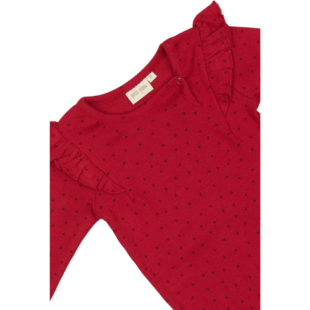Petit Piao Jet Red/Biking Red Body L/S Flæse Modal Heart