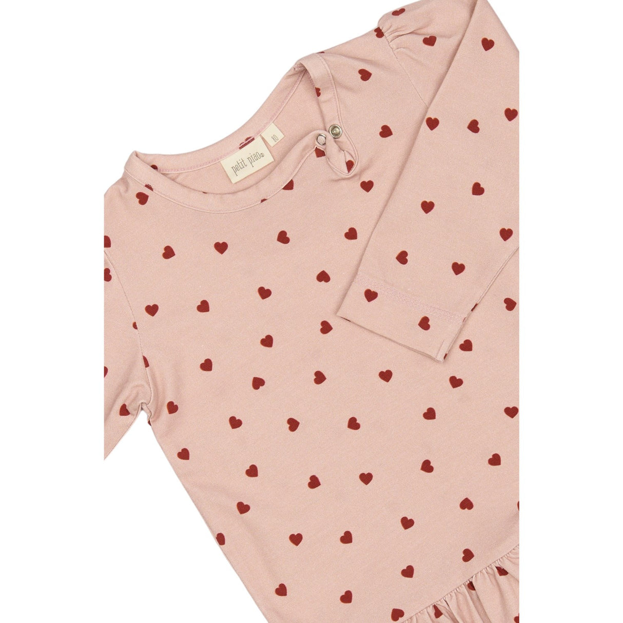 Petit Piao Heart Kjole L/S Gather Printed