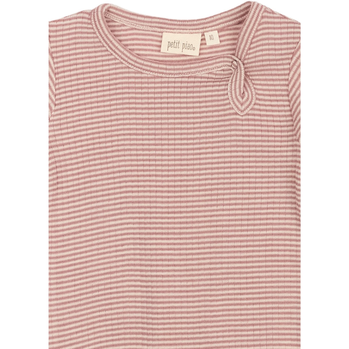 Petit Piao Nostalgic Rose/Dark Off White PPDante Body L/S Merino Uld Striped