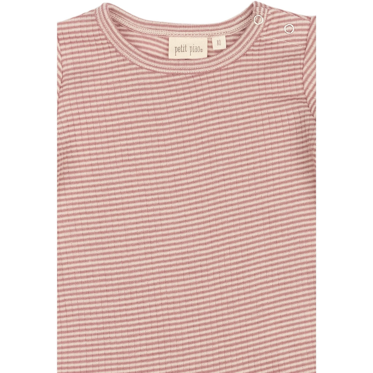 Petit Piao Nostalgic Rose/Dark Off White PPDante T-Shirt L/S Meriono Uld Striped