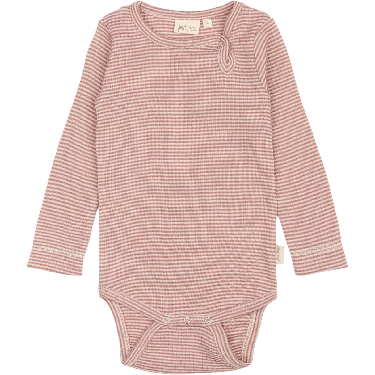Petit Piao Nostalgic Rose/Dark Off White PPDante Body L/S Merino Uld Striped