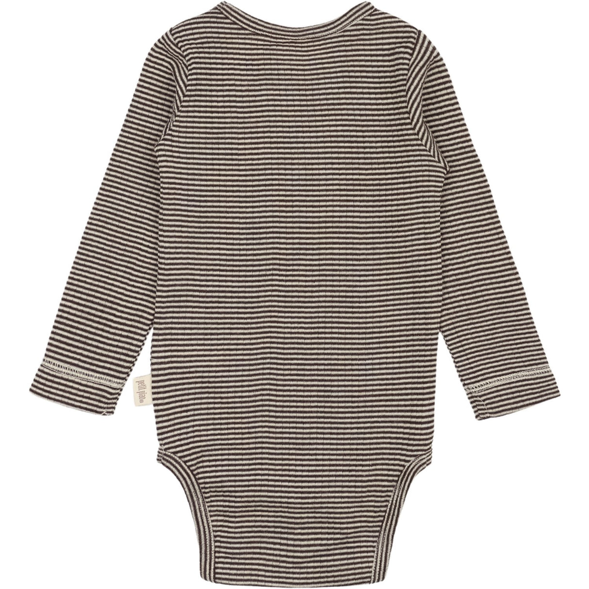 Petit Piao Coffee Bean/Dark Off White PPDante Body L/S Merino Uld Striped