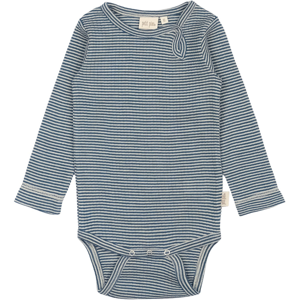Petit Piao Ensign Blue/dark Off White PPDante Body L/S Merino Uld Striped