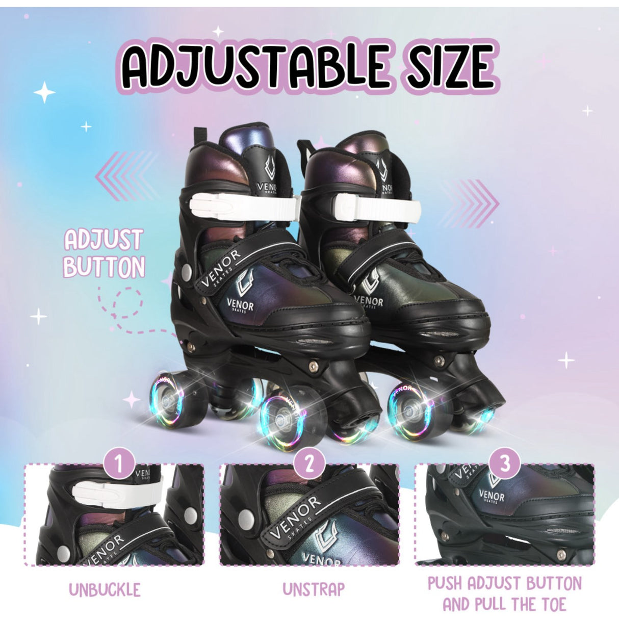 VENOR Chameleon Rainbow Ignite LED Side-By-Side Rulleskøjter