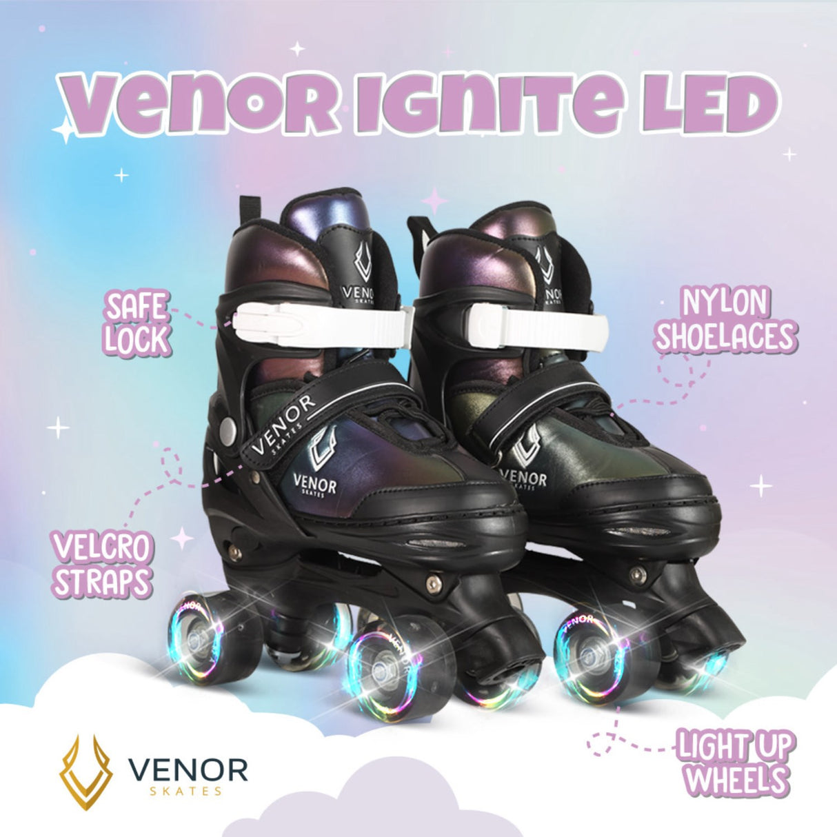 VENOR Chameleon Rainbow Ignite LED Side-By-Side Rulleskøjter