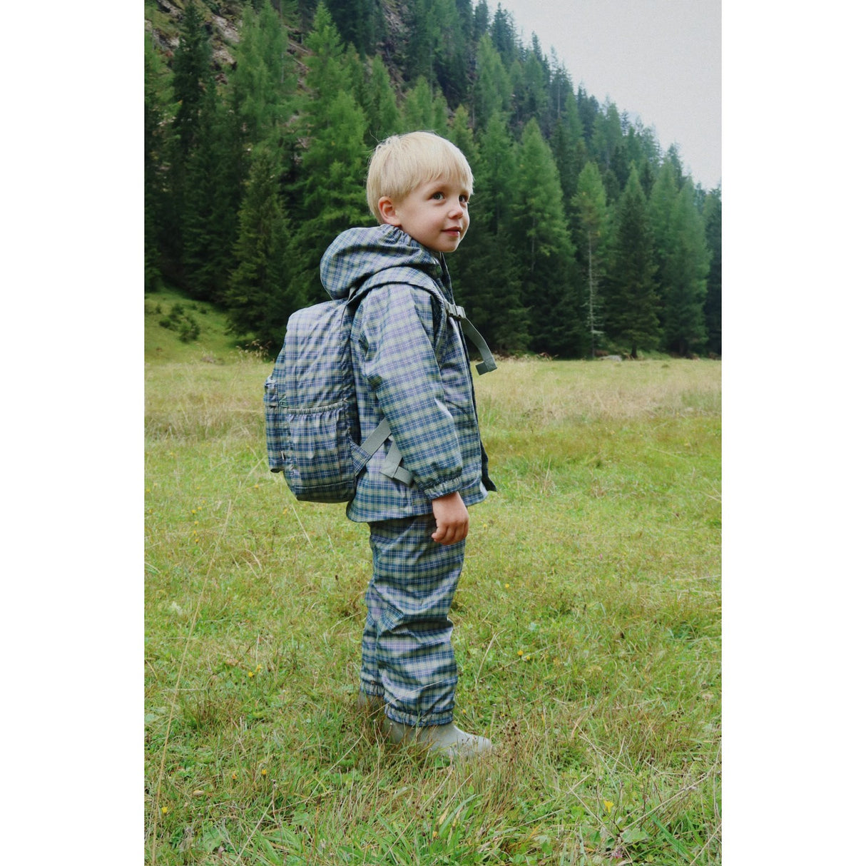 Konges Sløjd Laurel Blue Check Rainy Kids Rygsæk Midi