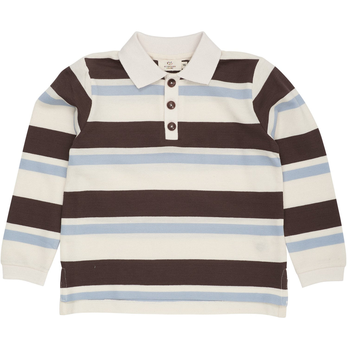 COPENHAGEN COLORS Dusty Blue Combi Striped Pique Polo Bluse