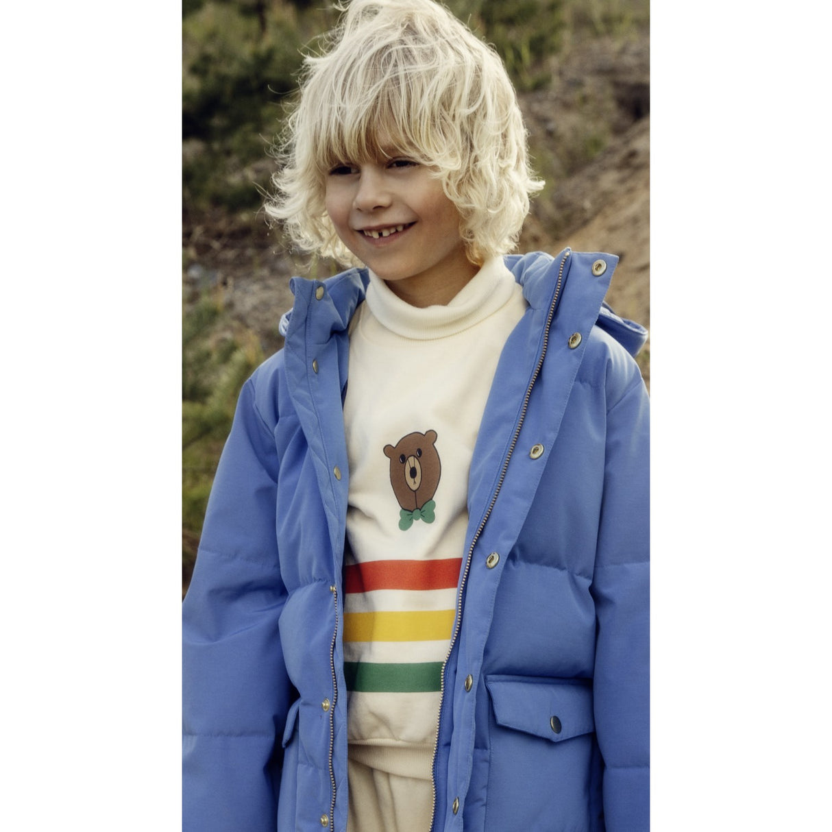 Mini Rodini Off-white Bjørn Stripe Sweatshirt