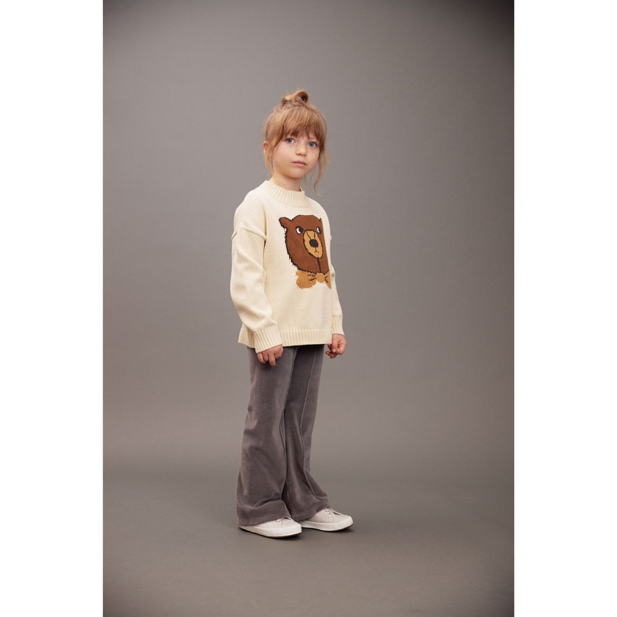 Mini Rodini Off-white Bjørn Intarsia Strik Sweater