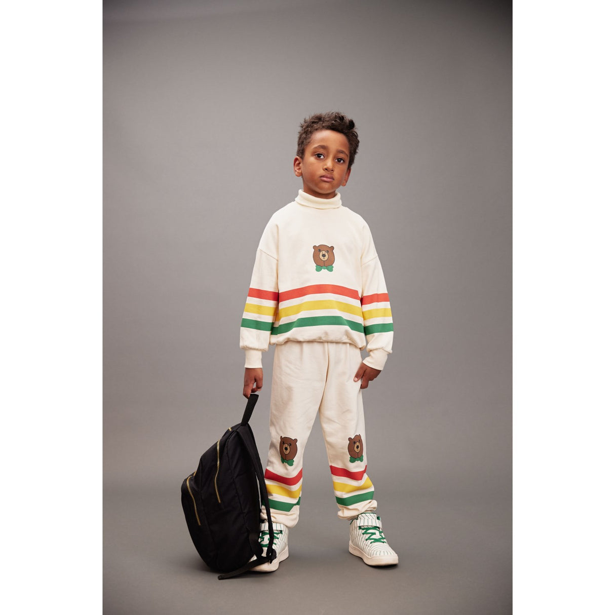 Mini Rodini Off-white Bjørn Stripe Sweatshirt