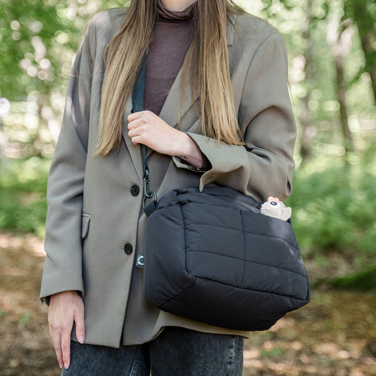 DonebyDeer Black Quiltet Barnevognstaske