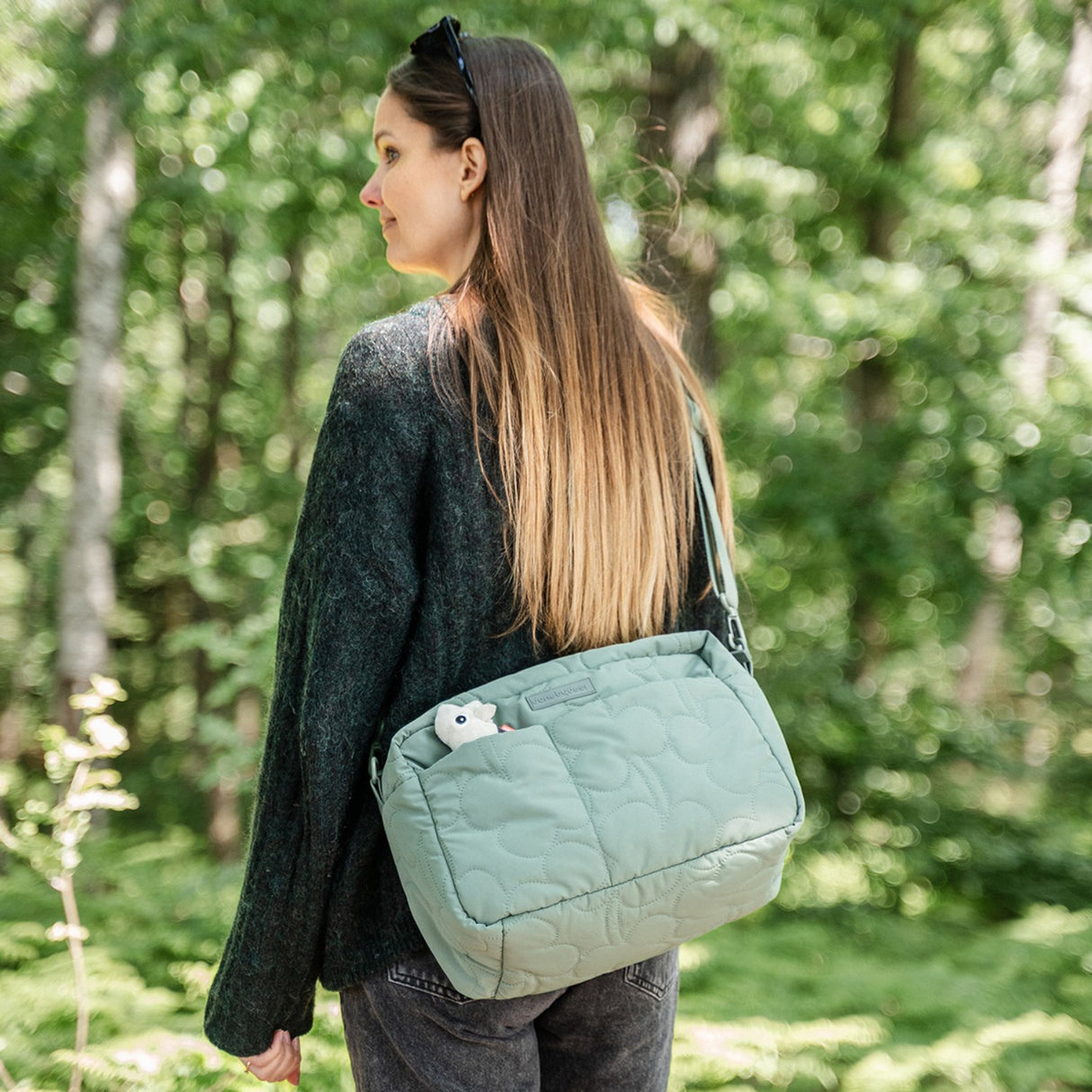 DonebyDeer Green Quiltet Barnevognstaske