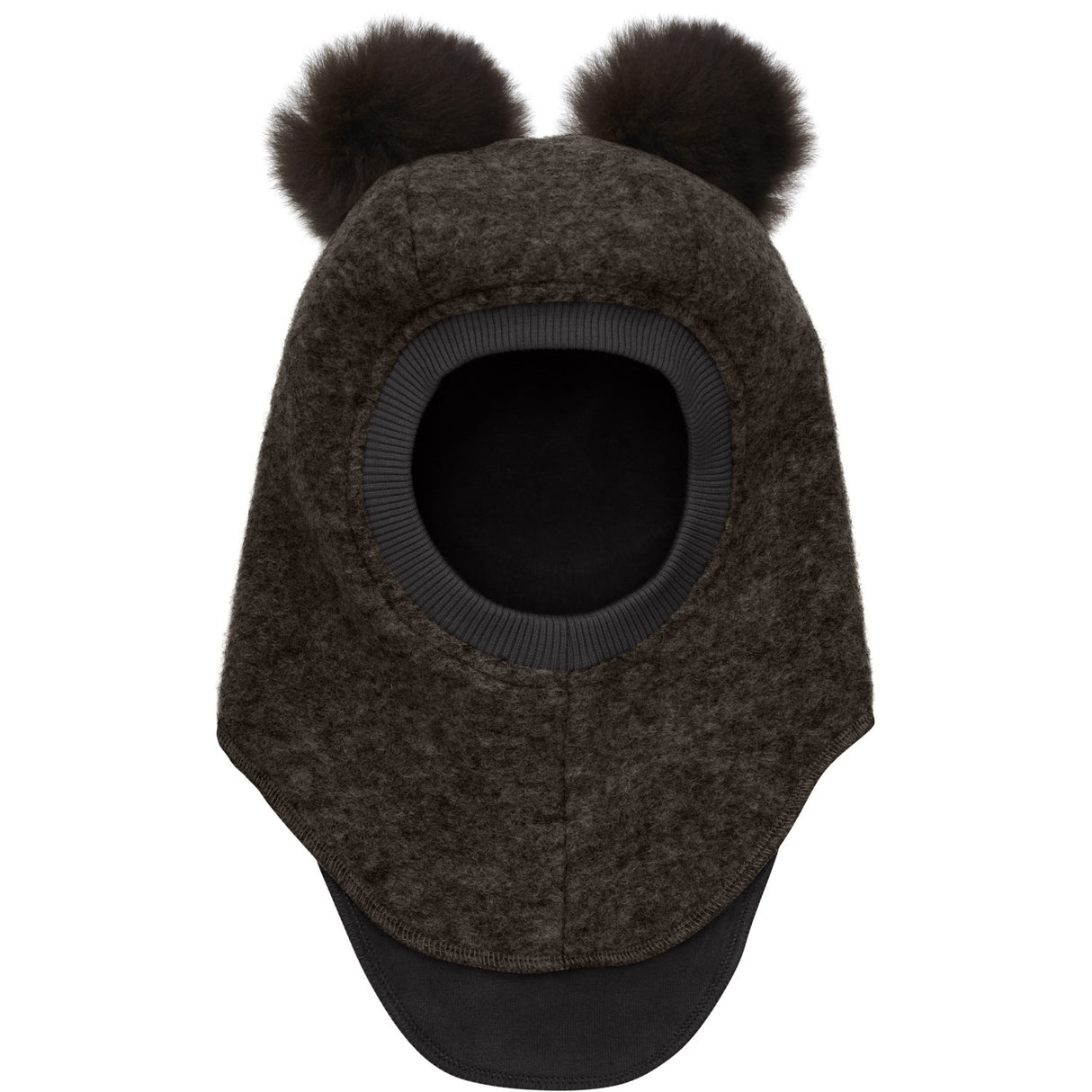 Huttelihut Dark Brown Melange Elefanthue Uld Alpaca Pompoms