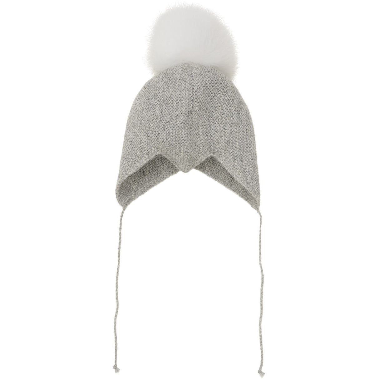 Huttelihut Medium Grey Melange Bonnet Uld Strik Alpaca Pompom