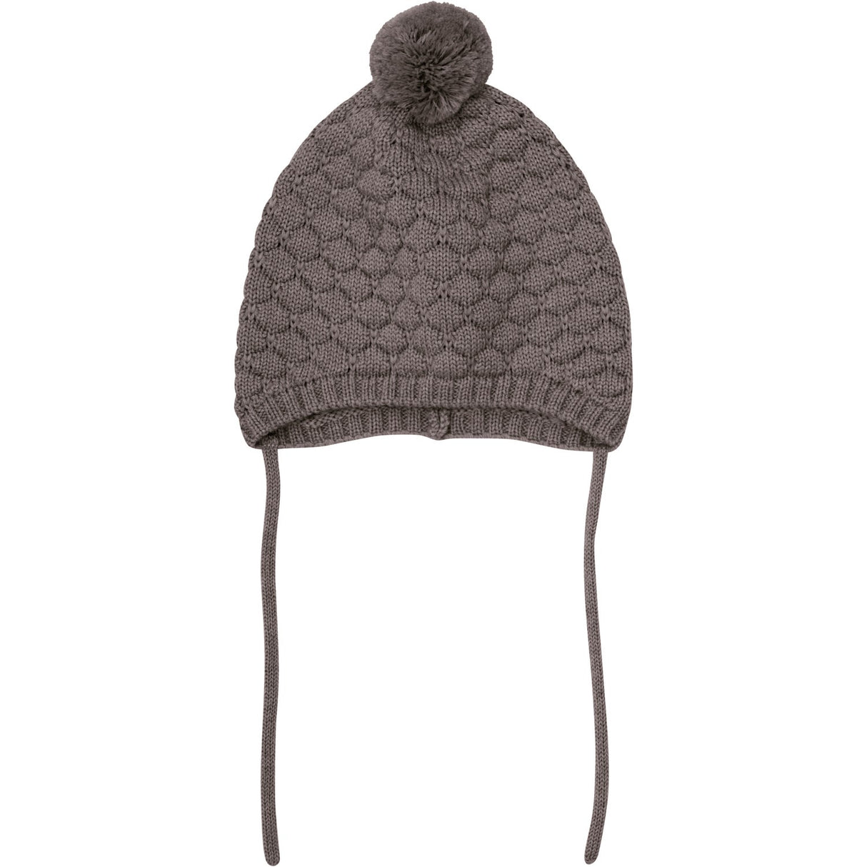 Huttelihut Brown Melange Bonnet Uld Strik Pompom