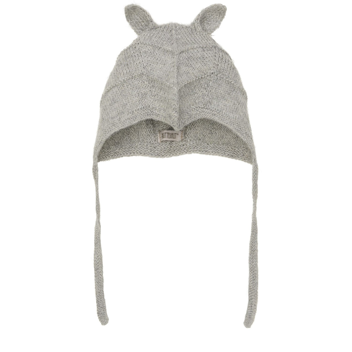 Huttelihut Medium Grey Melange Bonnet Ears Alpaca Uld Strik